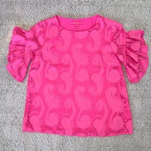 Lilly Pulitzer Darlah Pink Ruffle Sleeve Top